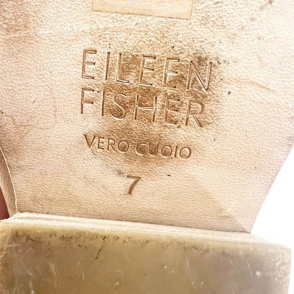 ✅ Eileen Fisher Womens Ankle‎ Boots Size 7 Almond Toe Brown Strap Leather Autumn